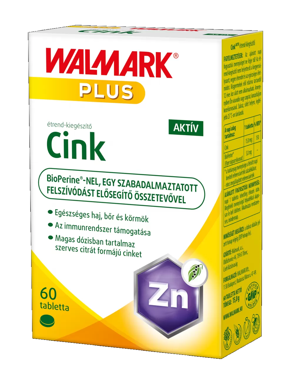 Mikszáth Gyógyszertár - Walmark bioperin cink aktív tabletta  60x
